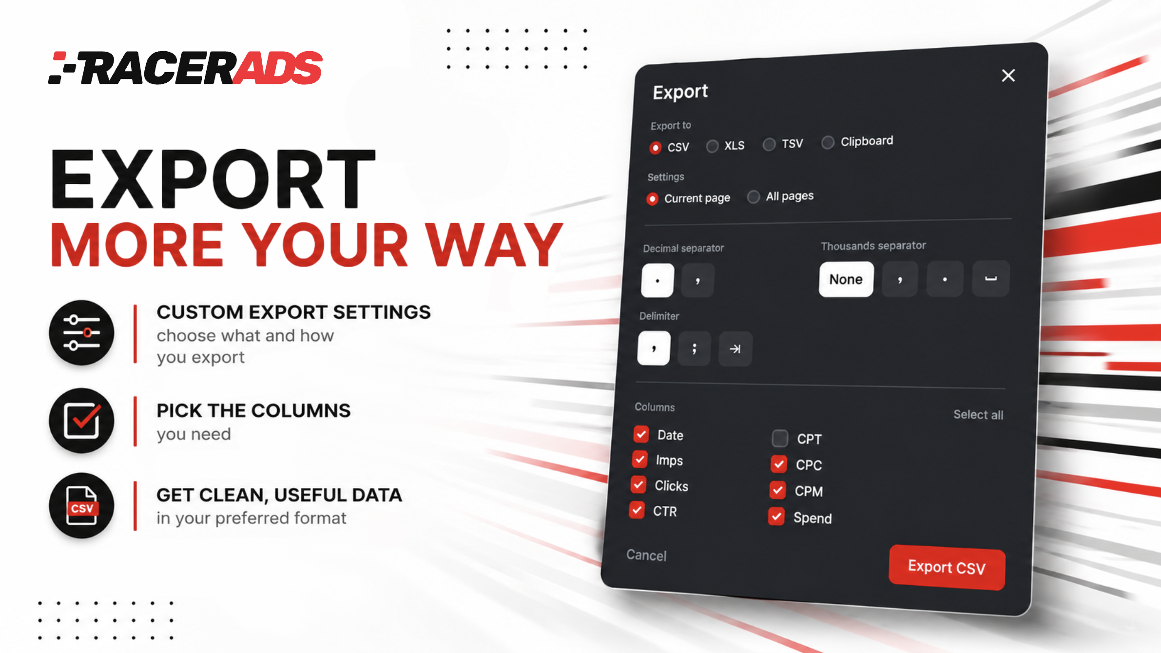 More Flexible Export Settings